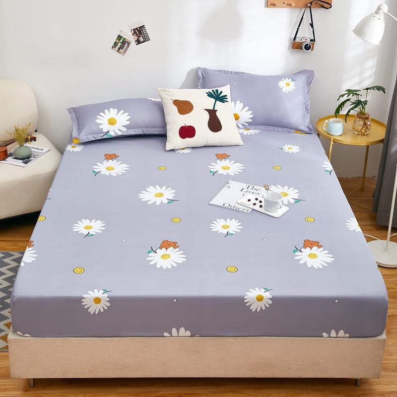 Waterproof Fitted Sheet Home Elastic Bedsheet Skin-friendly Bed Cover Sabanas Para Cama Floral Style Bed Linen(No Pillowcase)