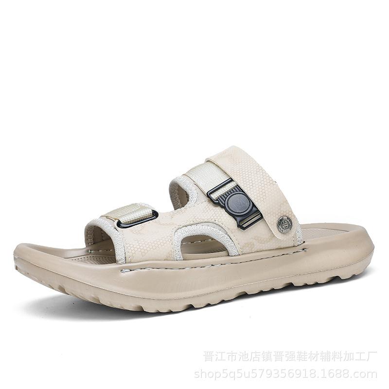 

Модная мужская обувь в стиле легкой роскоши для бизнеса, комфортная, двойного назначения, нескользящая, спортивная, износостойкая, с мягкой подошвой, шлепанцы на одно слово для улицы, пляжа, крутая трендовая обувь 45 хаки