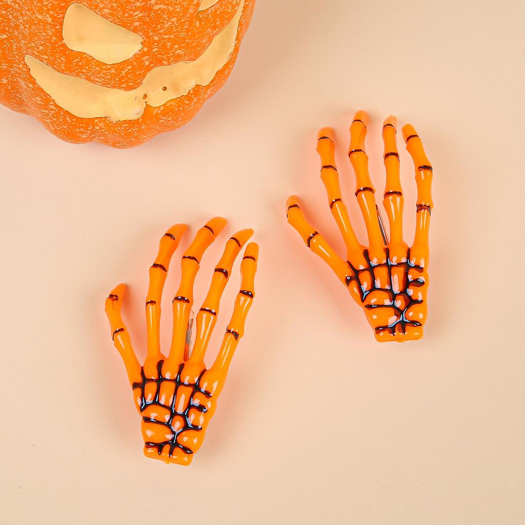 2 STÜCKE Kreative Skelett Hand Haarspange für Frauen Mädchen Gothic Stil Bunte Haarnadel Halloween Make-up Party Haarschmuck