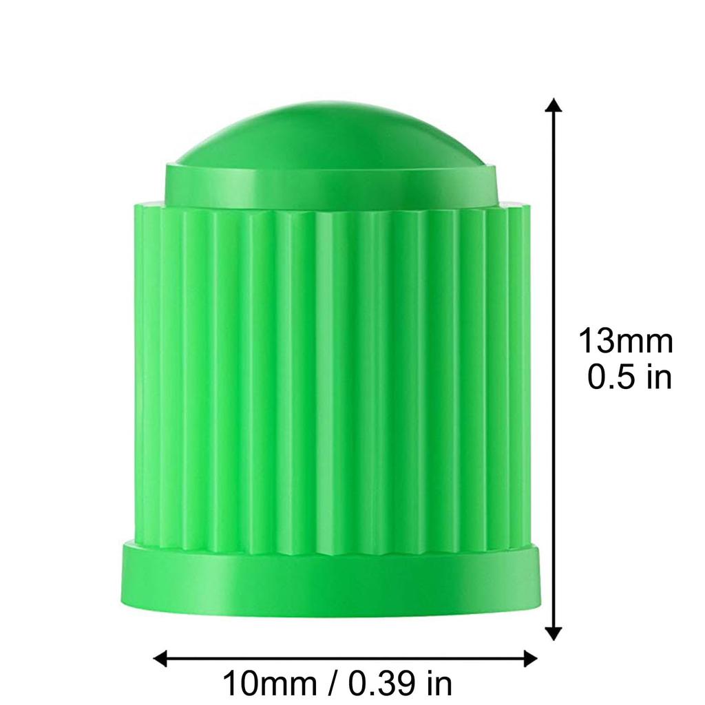 10 Pack Green Plastic Tire Valve Stem Caps with O-Ring Rubber Seal Universal Schrader