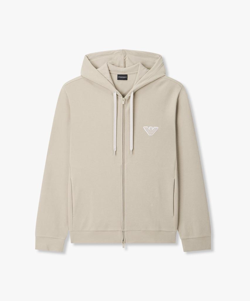 EMPORIO ARMANI UNDERWEAR Men'S Eagle Patch Lounge Zip-Up Hoodie_Natural 0816138003