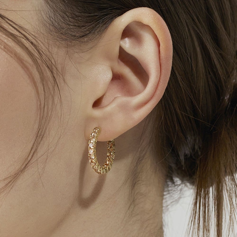 Essence Silver (Y) Tennis One-Touch Earrings Slim L Champagne Hl4E51415Y9Xxx