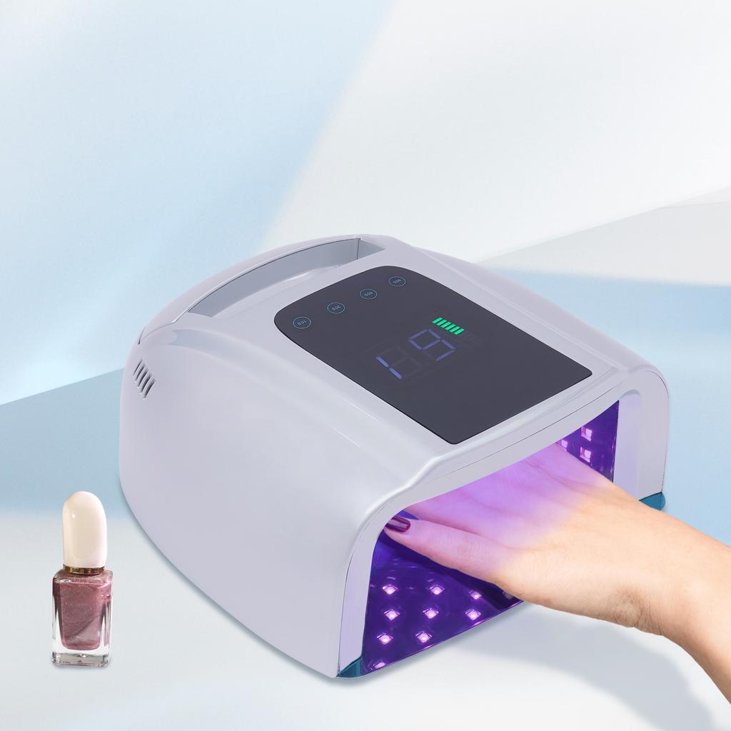 Rechargeable 96W UV LED Nail Lamp, Portable Nail Dryer, 4 Timer Settings, Auto Smart Sensor, Home Salon Manicure & Pedicure Tool