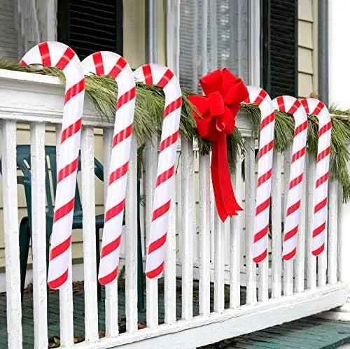 35Inch 1-10pcs Inflatable Candy Canes Balloons Handheld Christmas Red Bow Candy Sticks Party Favors Indoor Kids Toys Decorations