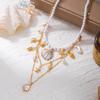 Bohemian Handgefertigter Seestern Sonne Anhänger Halskette für Damen Sommer Muschel Imitation Perle Reiskorn Perlen Choker Strandurlaub Schmuck