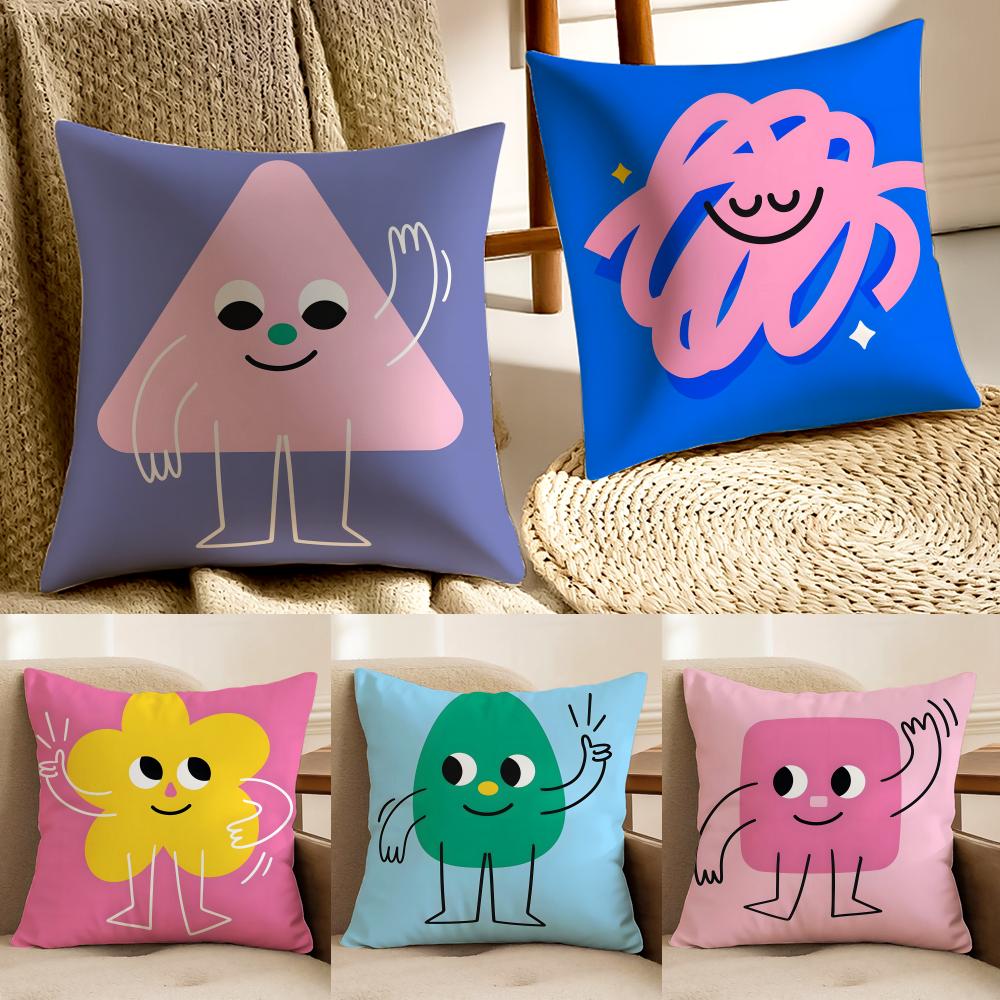 A Happy Facial Expression Image Cushion Cover Pillowcase Antidustmite Living Room Sofa Decor Cushion Room