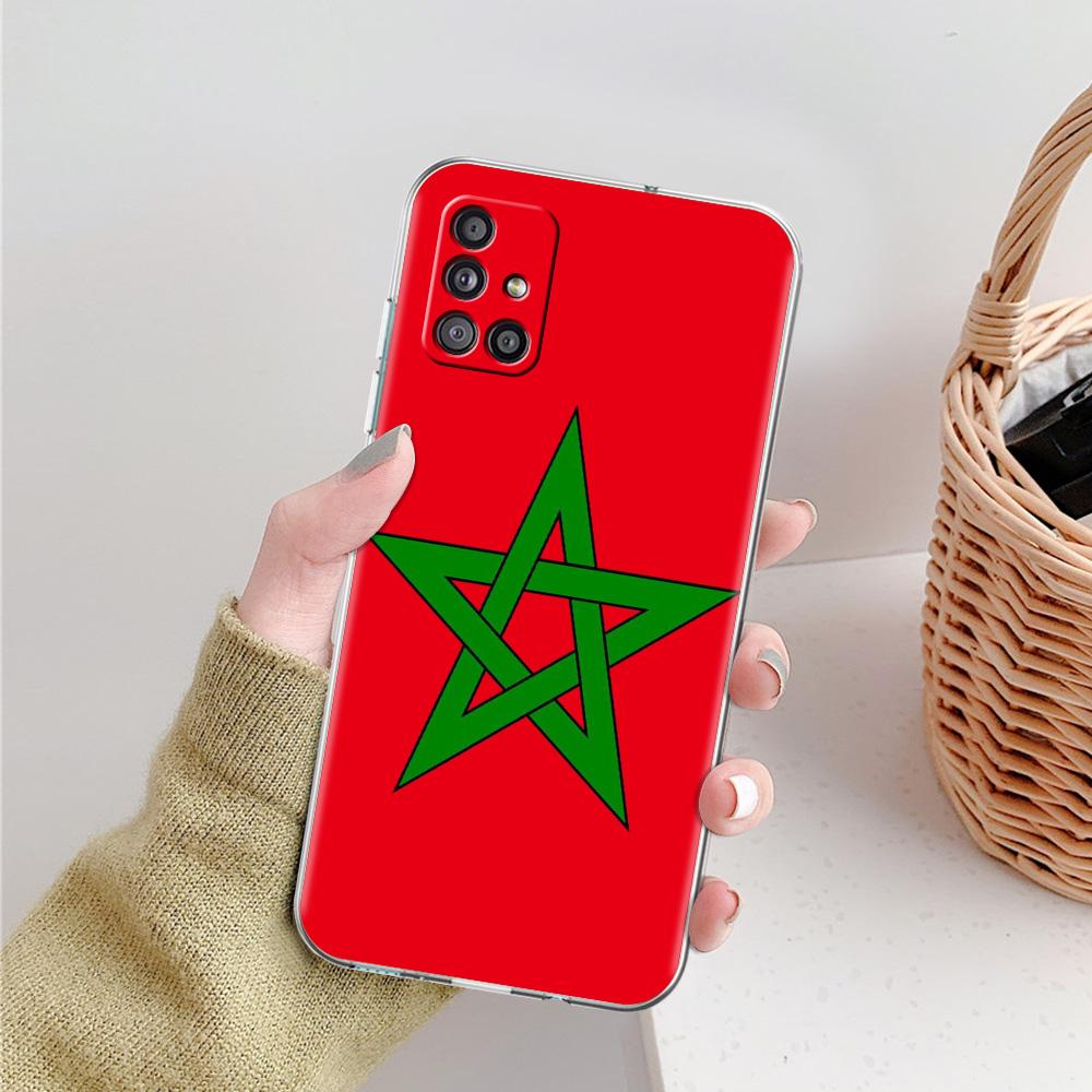 Phone Case For Samsung A15 A13 A35 A55 A51 A71 A41 A31 A21S A03S A05 A17 A23 A25 A33 A53 A73 5G A07 4G Cover Morocco Flag Soccer