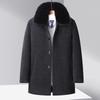 Autumn and Winter New Men's Chenille Coat Business Casual Fleece Thickened Dad Pack Take-off Fur Collar Coat Coat