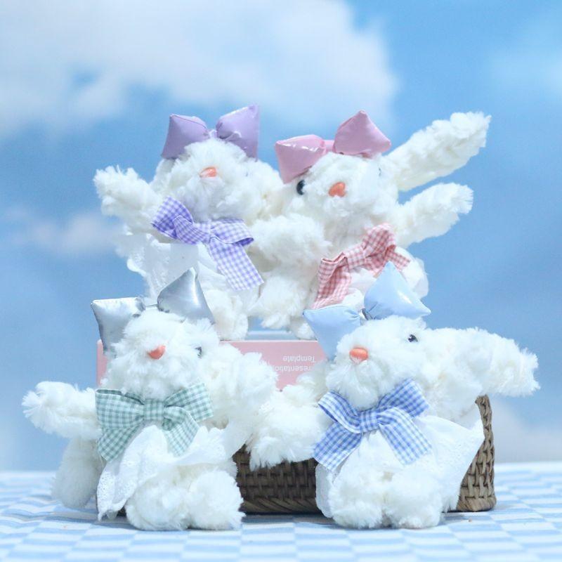 Plush Colorful Bunny Keychain Cozy Longeared Rabbit Stuffed Doll Perfect Gifts For