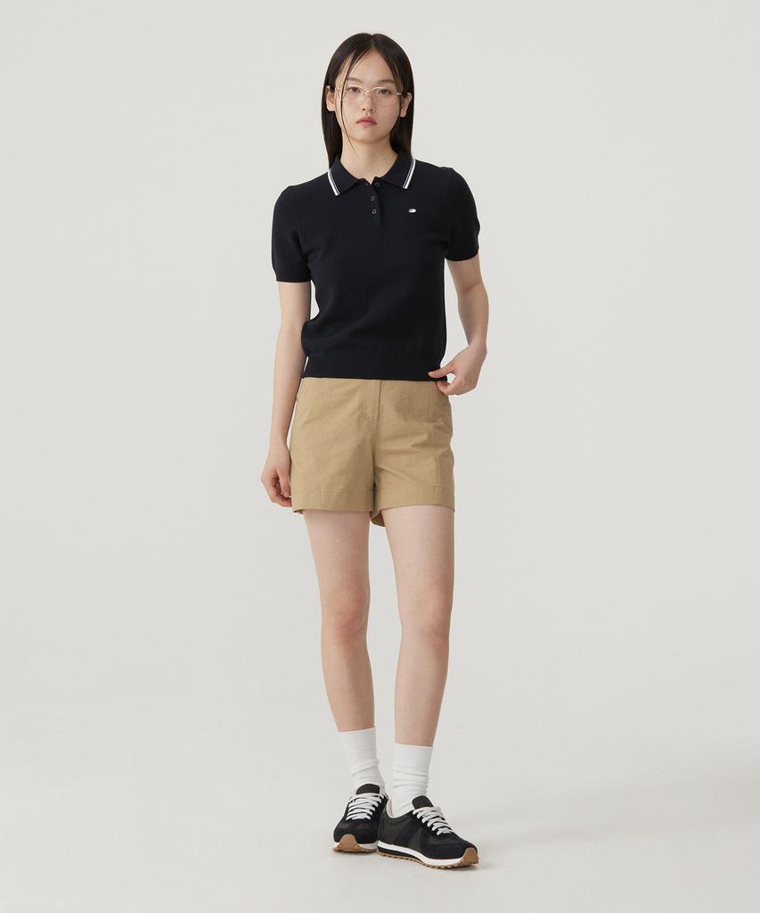 COVERNAT WOMAN Collared Half Knit Navy