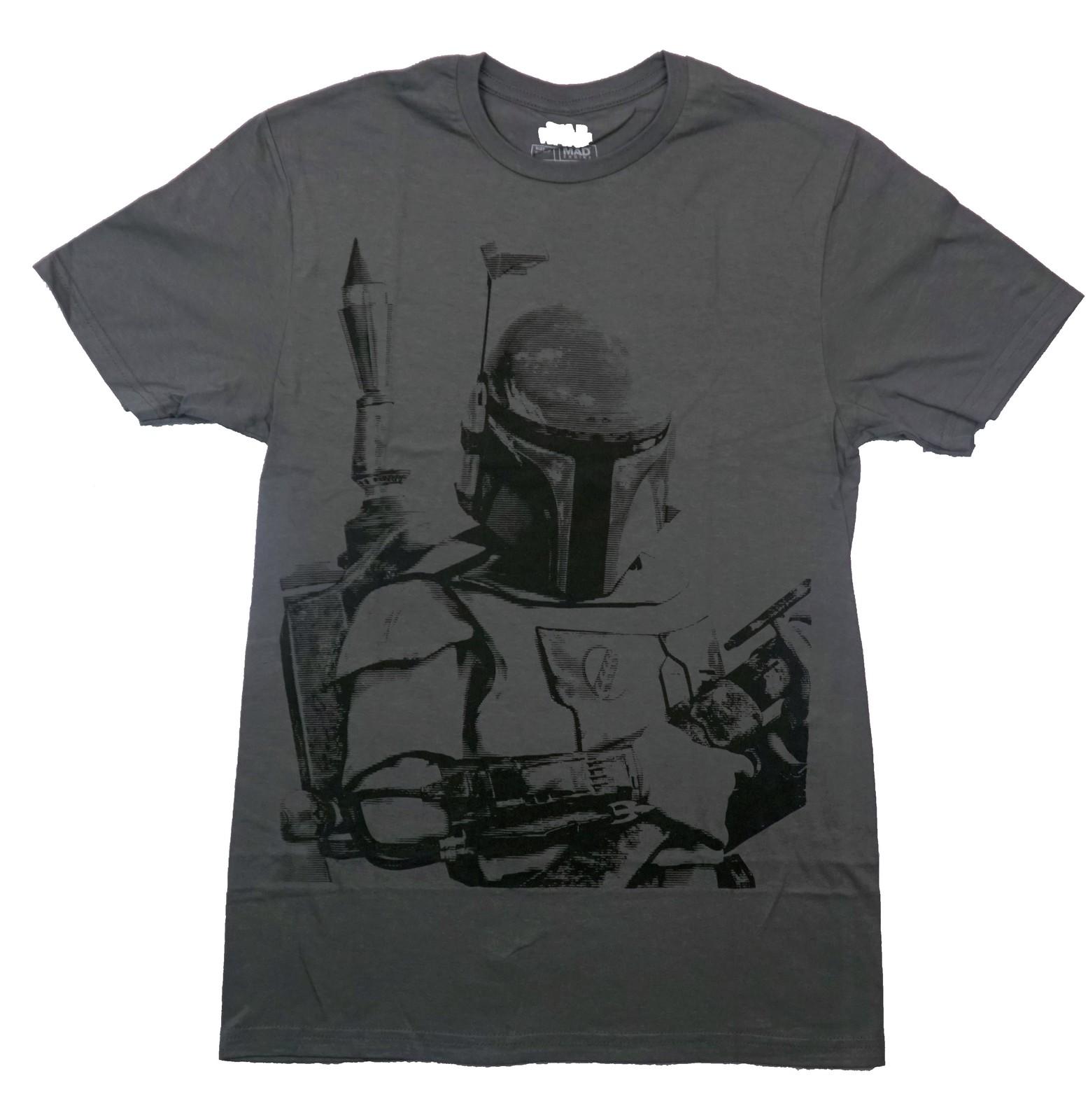 Star Wars Mens T-Shirt - Close Up Boba Fett on Gray XXL
