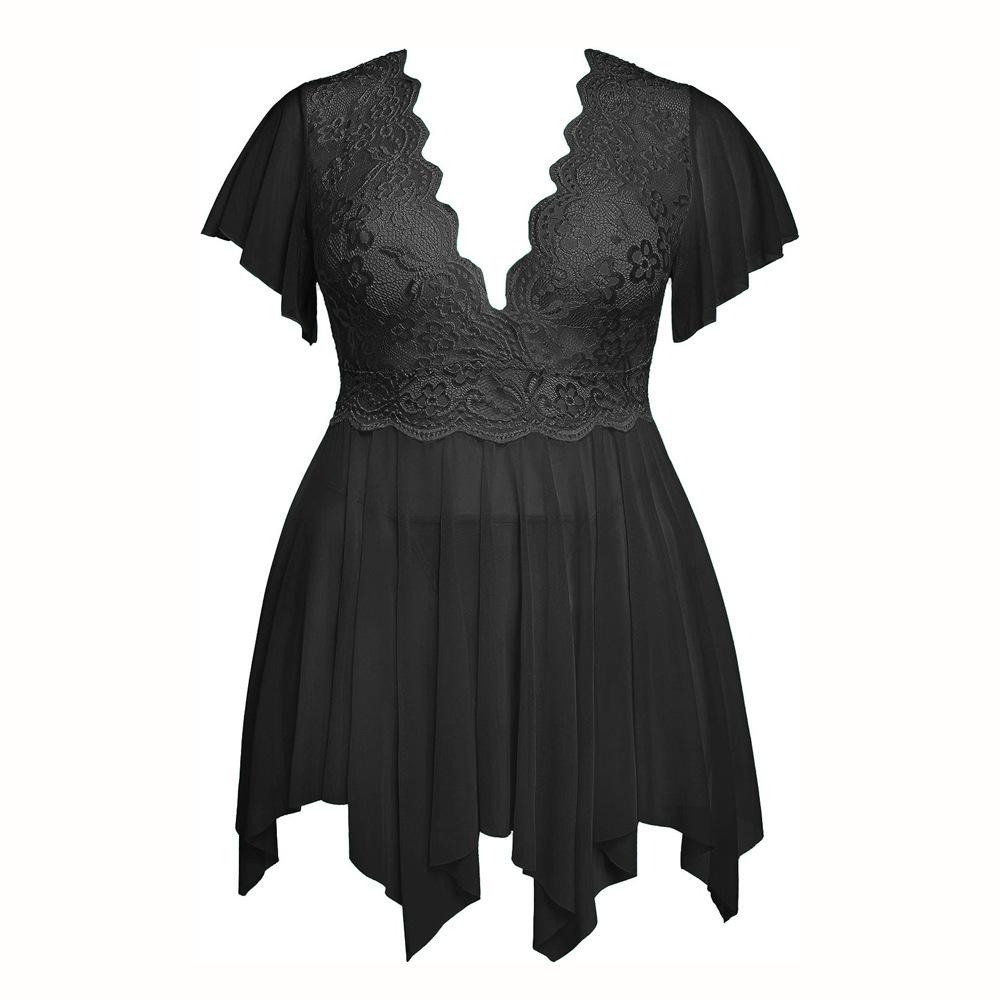 

Вечернее платье и ночная рубашка больших размеров с глубоким V-образным вырезом и цветочным кружевом