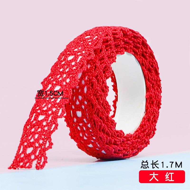 

1.7m decorative lace tape — hollow, delicate lace design; ideal for scrapbooking layouts, custom lettering, gift wrapping красный