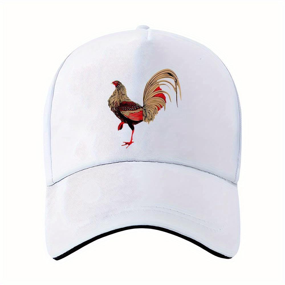

Woven Fabric1pc Menaposs Black Baseball Cap with Red Golden Rooster Print Lightweight Sporty Hat for Gym One Size