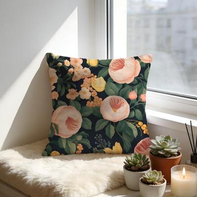 Nice Flower Cushion Cover Cozy Velvet Throw PillowSoft Warm Cushion For Sofa  Bed