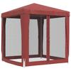 Party Tent with 4 Mesh Side Walls Red 2x2 M HDPE