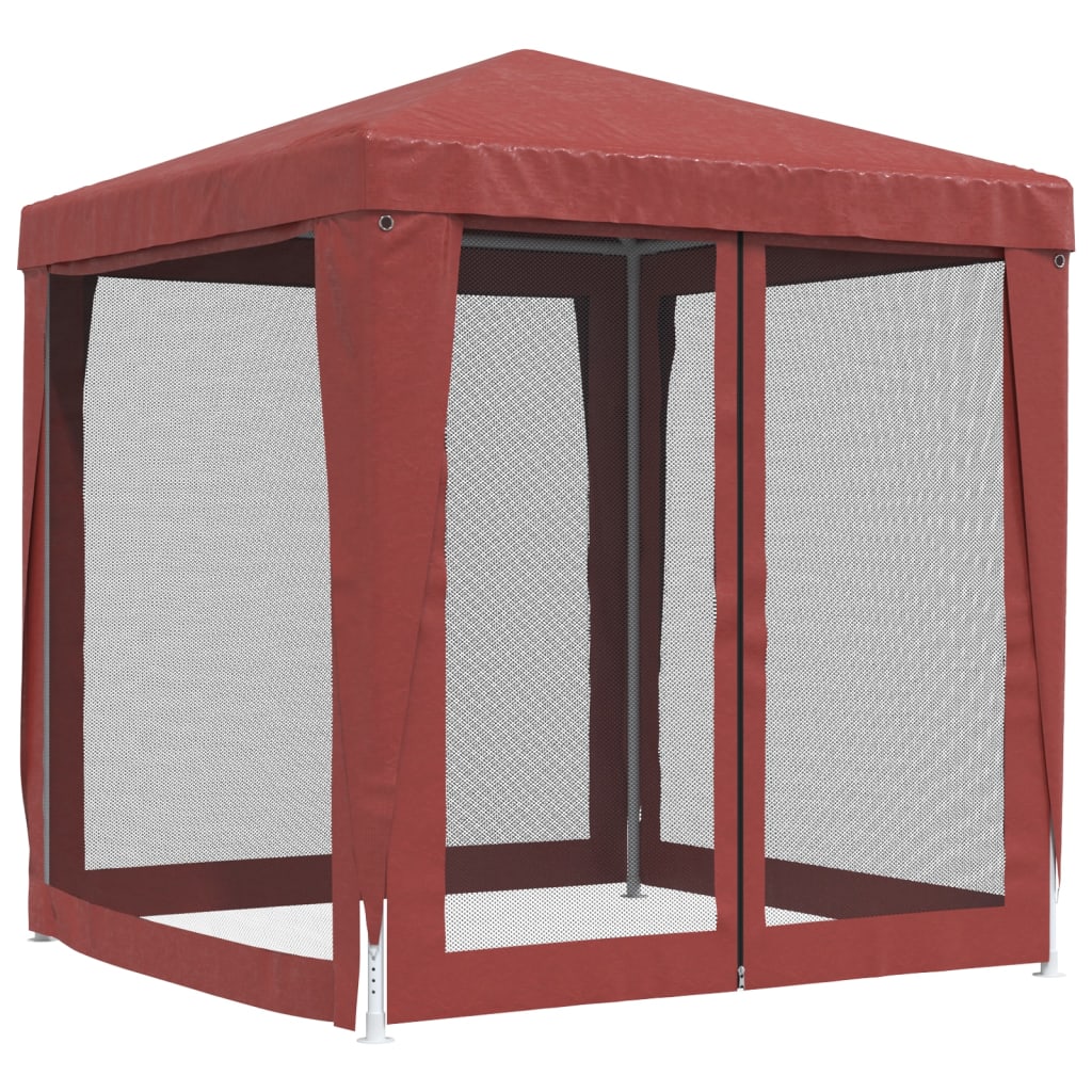 Party Tent with 4 Mesh Side Walls Red 2x2 M HDPE