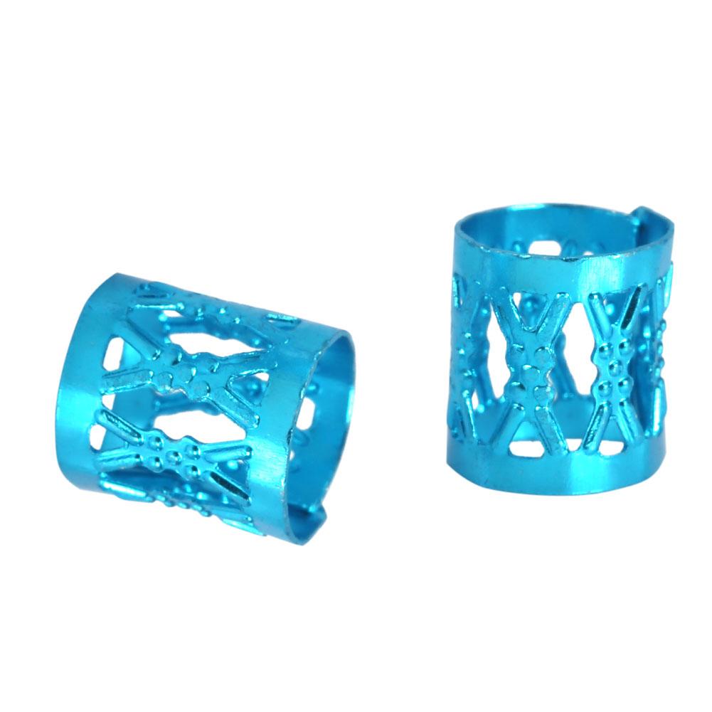 100PCS Bag New Colorful Hair Braiding Beads Rings Cuff Decoration Tools Accessories(Blue)