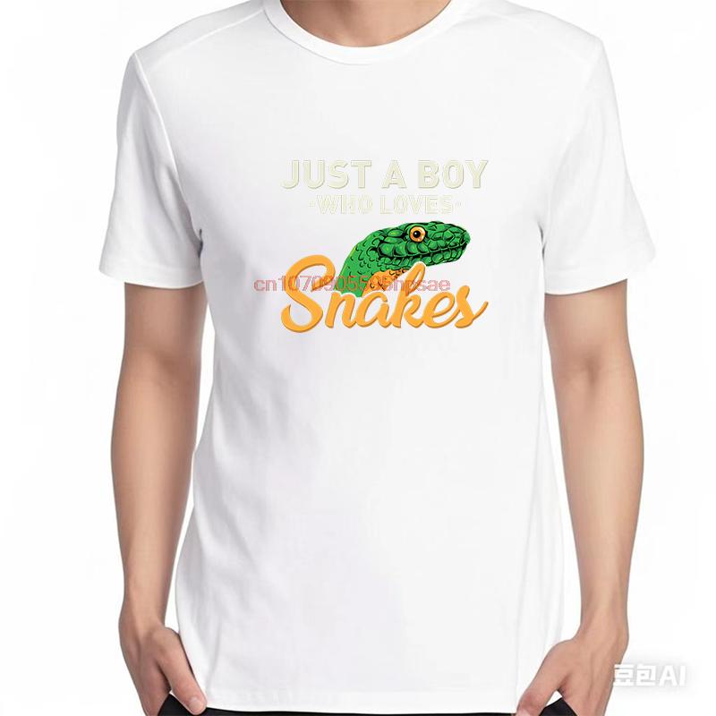 Just A Boy Loves Snakes Funny Graphic T Shirts Summer Casual Short Sleeve Tshirts New Shirts And Tshirts Unisex Print T Shirt