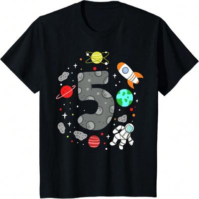 Kids 3th Birthday Rocket Astronaut Astronomy 3 Year Old Birthday T-Shirt