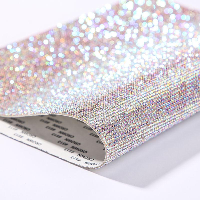 VC  SS6 8 Glass Crystal Eco-Friendly Self-Adhesive Rhinestone Sticker Flat Back Non-Hot Fix Rhinestone Sheet Mesh for