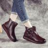 Clearance of Top Layer Cowhide Flat-sole Mother Shoes Korean Casual Leather Short Boots Soft Flat-sole Non-slip Middle-aged Elderly