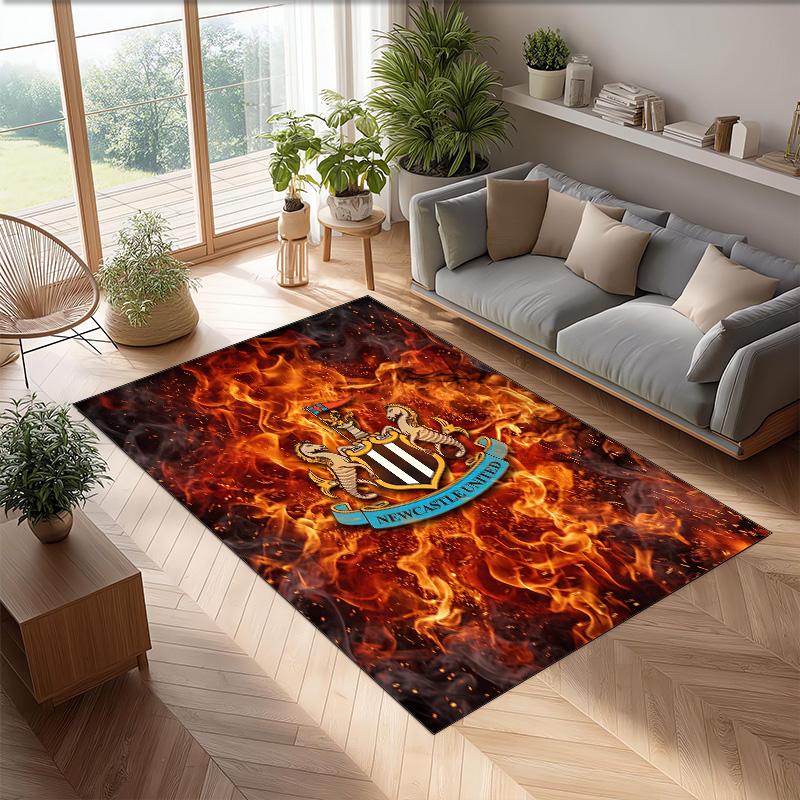 Tappeto in Velluto di Cristallo con Stampa di Calcio del Newcastle United, Comodo Assorbente d'Acqua Antiscivolo Tappeto per Pavimento Interno
