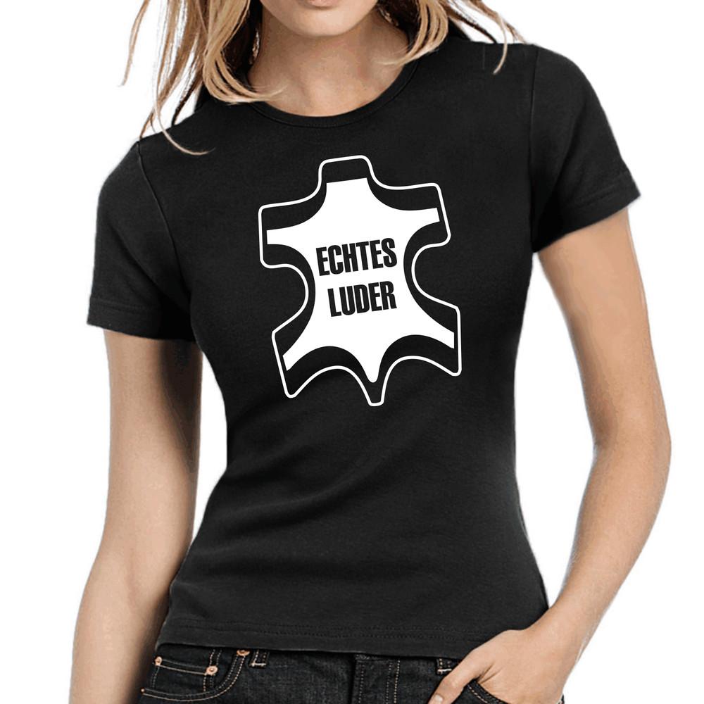 

Genuine Luder Leather Fun Quotes Fun Comedy Satire Lady T-Shirt XL