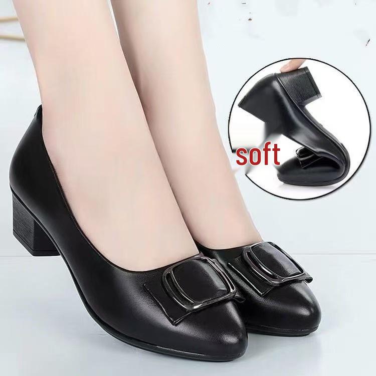 Scarpe in Pelle da Donna Autunno 2025 con Suola Morbida per il Comfort - Tacco Basso Nero