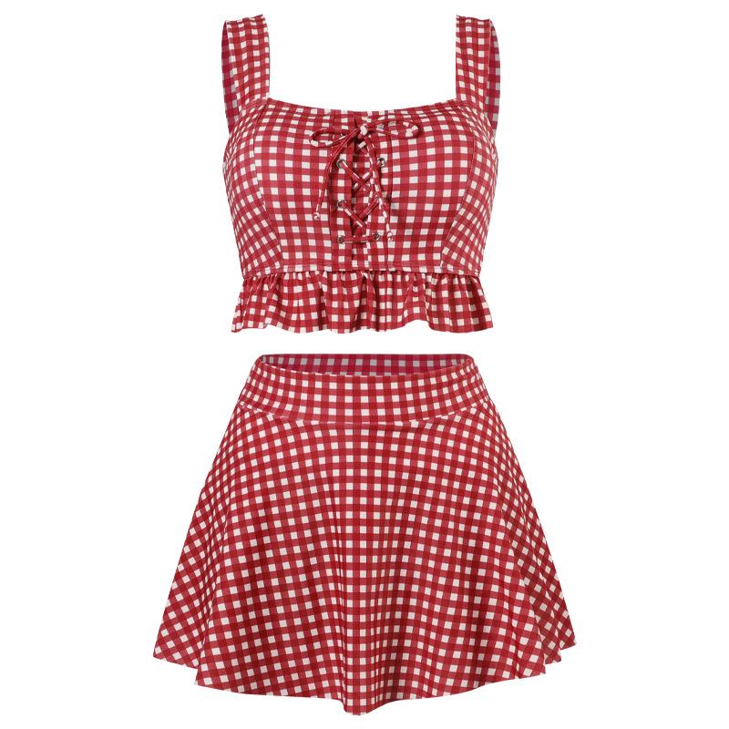 Women's Summer Skirted Split Swimsuit: Tummy Control, Slimming, Push-Up, Sexy, Student Style