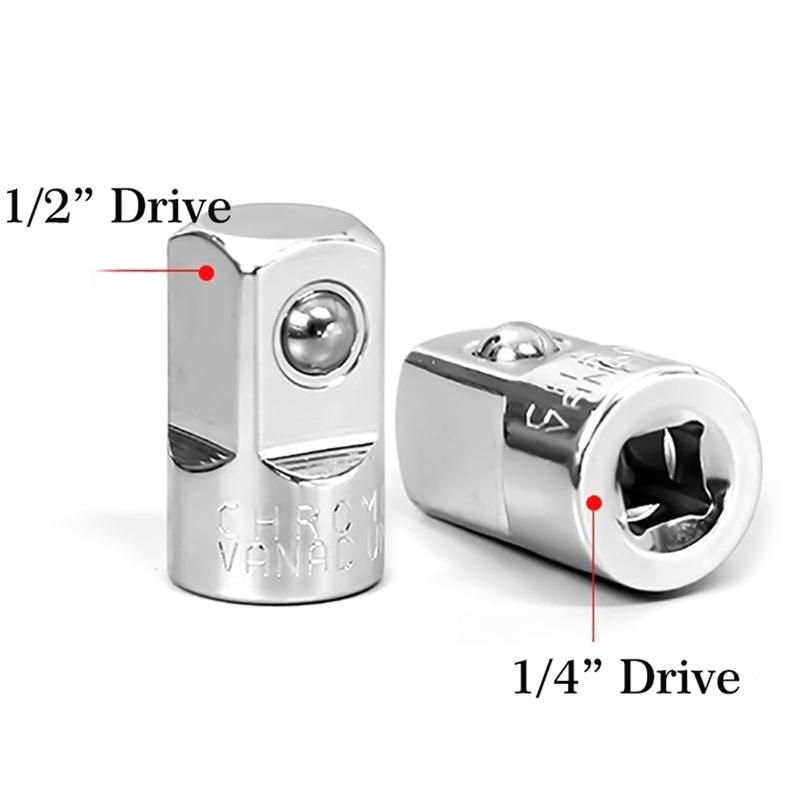 Ratchet Socket Adapter Reducer Converter 1/2" To 1/4" 1/4" To 1/2" Stainless Steel Sockets for Construction