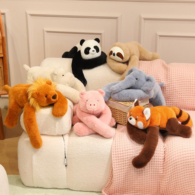 50/60CM Lovely Lion Panda Sloth Elephant Piggy Plushie Toy Plush Animal Can Lie on the Shoulder Cushion Creative Kids Gift