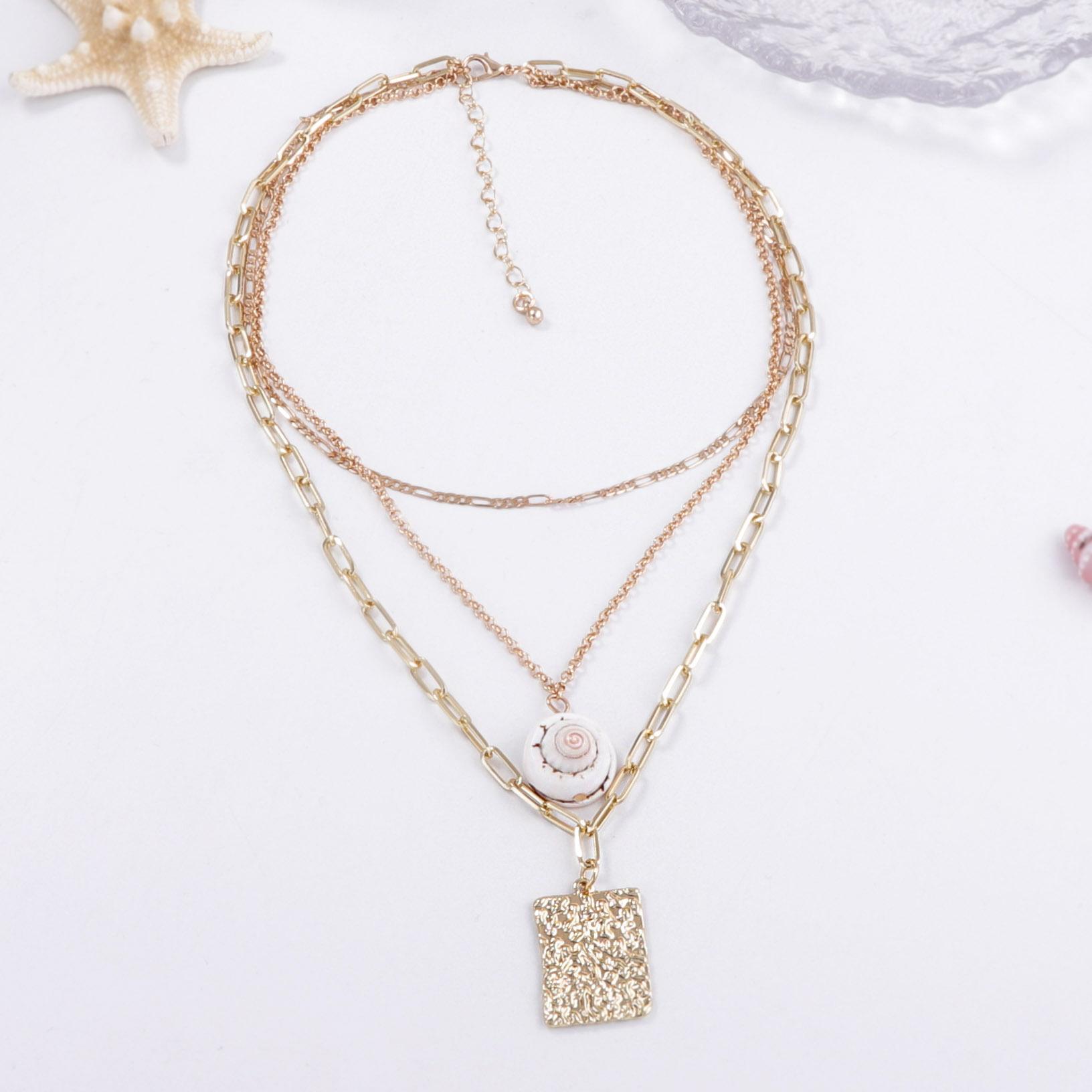 

Digadagu Simple Chain Conch Necklace Marine Animal Sweater Chain New Women s Classic Vintage Zircon Accessories золотий