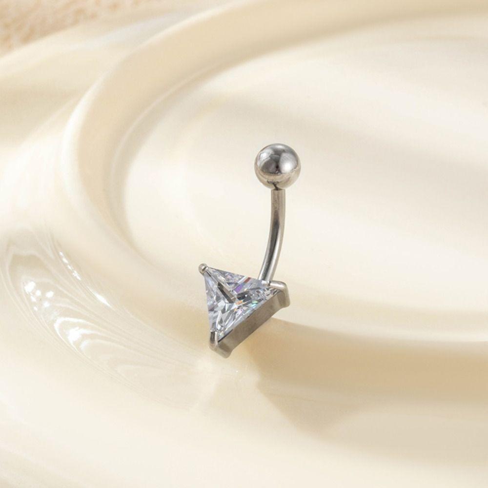 Geometric Navel Piercing Stainless Steel Body Jewelry Elegant Curved Barbell  Daily Wear