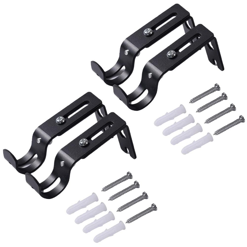 2/4pcs Wall-mounted Curtain Rod Support Extendable Metal Roman Pole Bracket Universal Adjustable Hanging Hooks