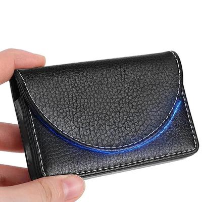 Pu Leather Business Card Holder Professional Credit Card Case With Magnetic Shut Rfid Large Capacity Wallet For Men Office