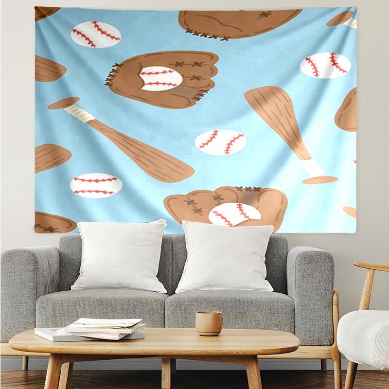 Baseball Print Tapestry, Backdrop, Easy Setup, Ideal for Bedroom, Office & Living Room, with Aesthetic Wall Hanging Decor.