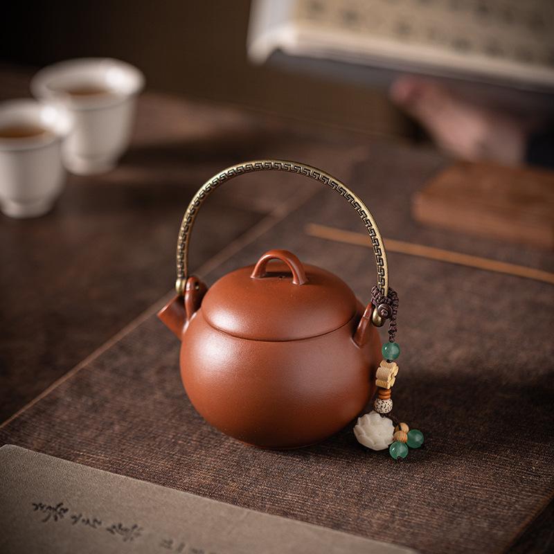Raw Ore Purple Clay Pot Handmade Beam Pot Retro Simple Brewing Teapot Kung Fu Tea Set Filter Large Capacity Teapot Single Pot