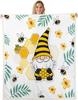 Cartoon Gnomes Fleece Blanket,Dwarf Throw Blanket Throw for Bedroom Living Rooms Sofa Couch,Colorful Stars Sherpa Blanket