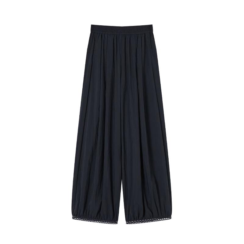 Women s Lightweight High-Waist Wide-Leg Cropped Balloon Pants S