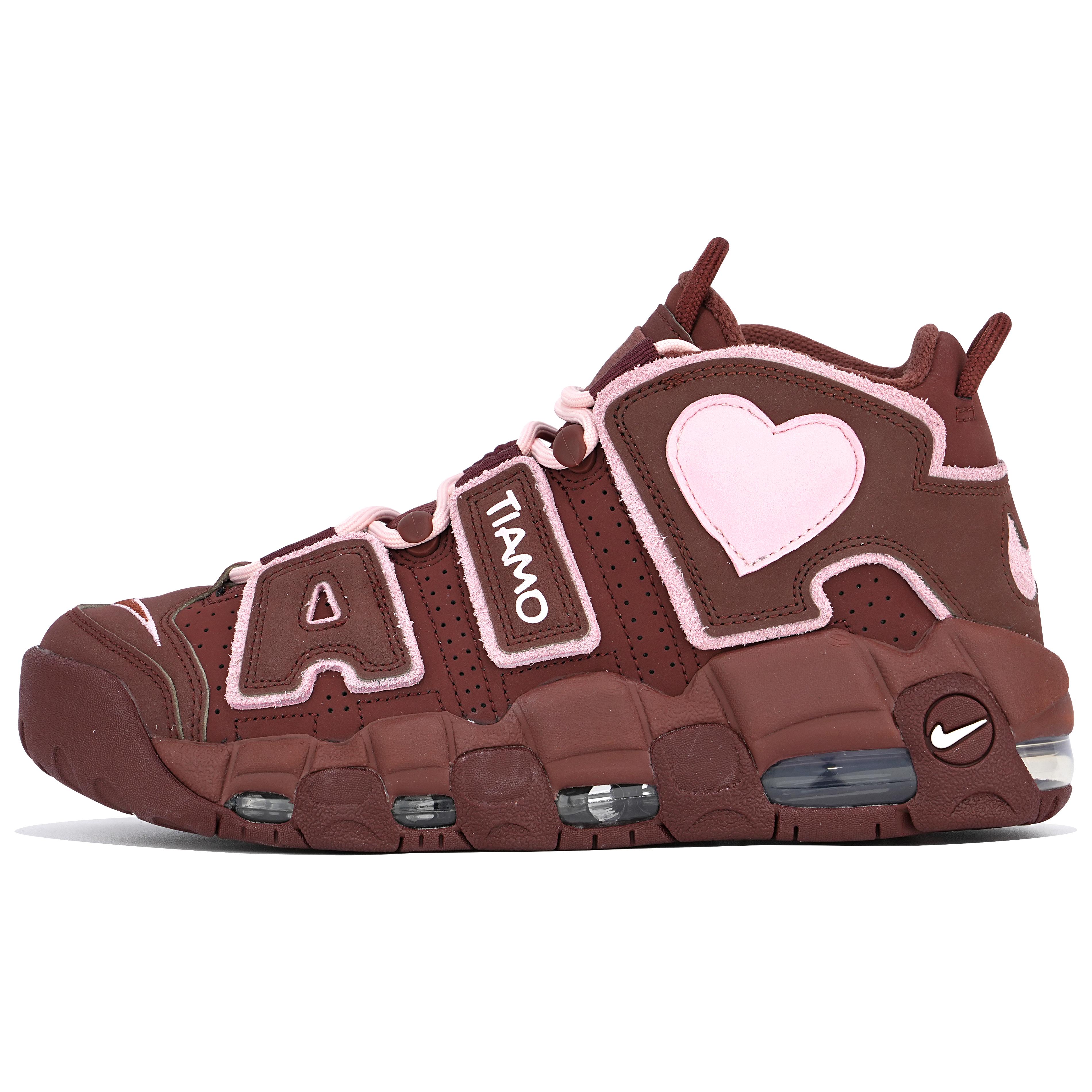 Nike Air More Uptempo Abrasion Resistant Mid top Vintage Basketball Shoes Women's Brown Pink DV3466-200(TeamTen-) cm