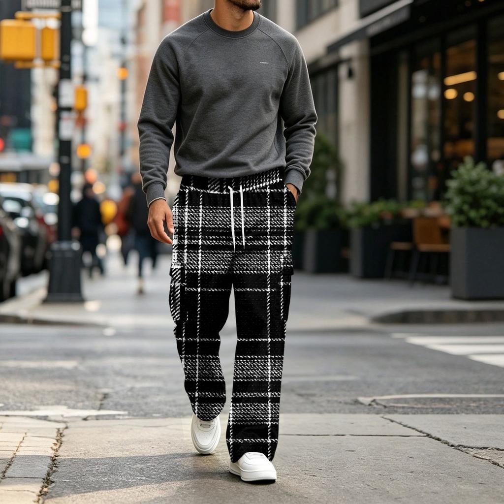 Men's Casual Straight Leg Drawstring Jogger Pants for Commute and Sports