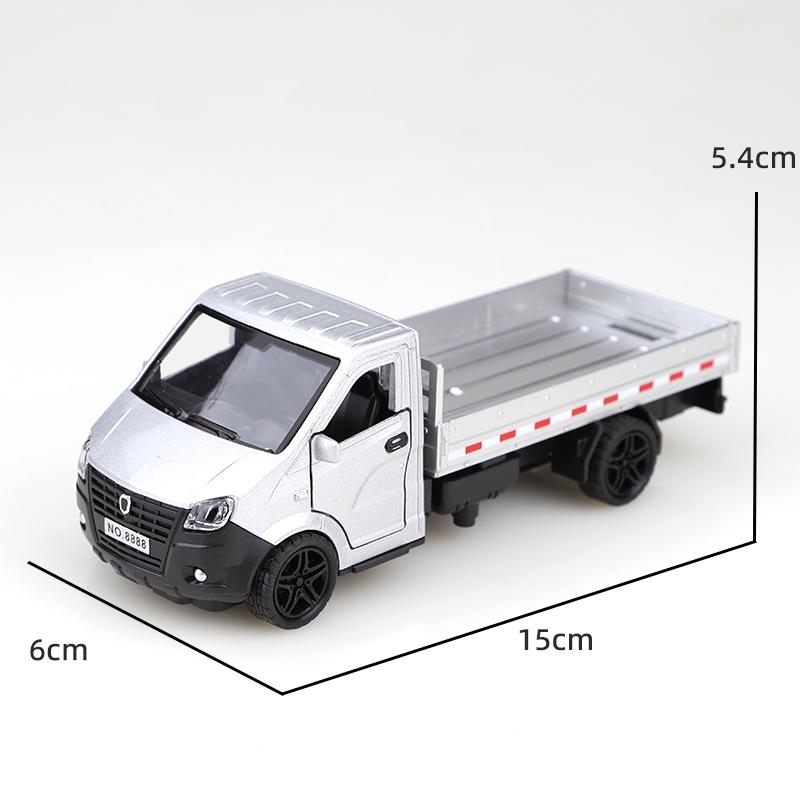 (Eingetütet) Legierter Rückzieher-Dreitürer-LKW im Maßstab 1:34, Stilvolles Design, Kann Fracht transportieren, Spielzeug für Jungen, Druckgussmetall. gray