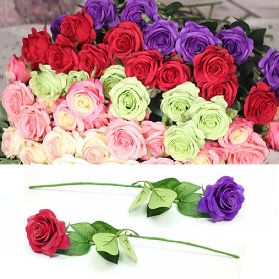 1Pc 1 Head Lifelike Artificial Faux Silk Rose Fake Flower Wedding Bridal Decor