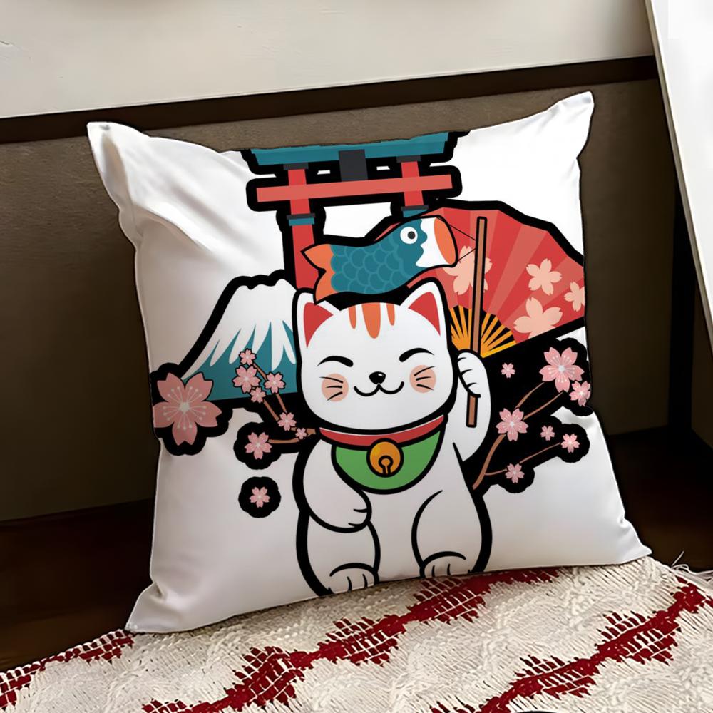 Neko Rich LLuck Money Cat Cushion Cover Reversible Soft Durable Pillow Cover Home  Car MultiScene Use for Daily Comfort