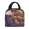 Purple Flower Vintage Pattern Insulated Lunch Bag for Women Kids Portable Food Boxes Thermal Lunch Box Tote
