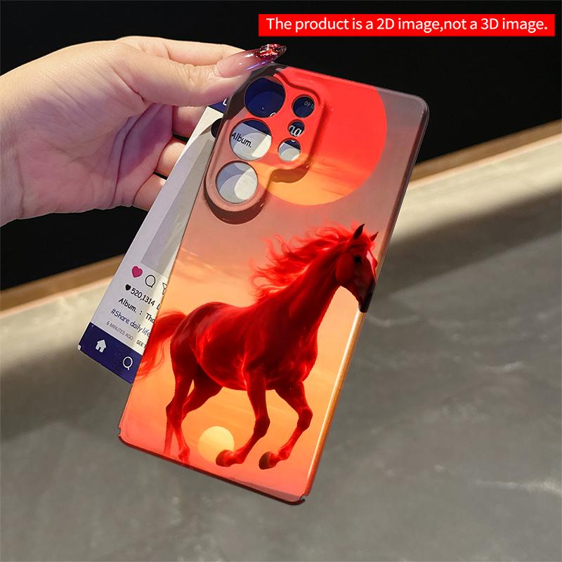 2DFlat Samsung Phone Case Red Horse Galloping At Sunset Applicable To Galaxy S22 S23 S24 S25ULTRA S26 A12 A13 A14 A15 A16