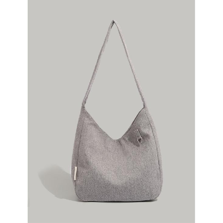 

2025 Новая женская шерстяная сумка-тоут большой вместимости в корейском стиле, модная универсальная сумка под мышку, сумка через плечо для通勤, трендовая серый