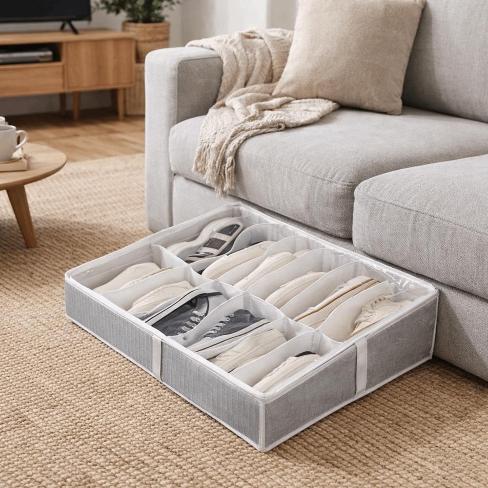 Non-woven Fabric Shoes Storage Bag 12 Grids Shoes Organizer Under Bed Shoe Storage Box  Closet