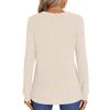 Women's Fashion Color V-Neck Button Loose Long Sleeve T-Shirt Top